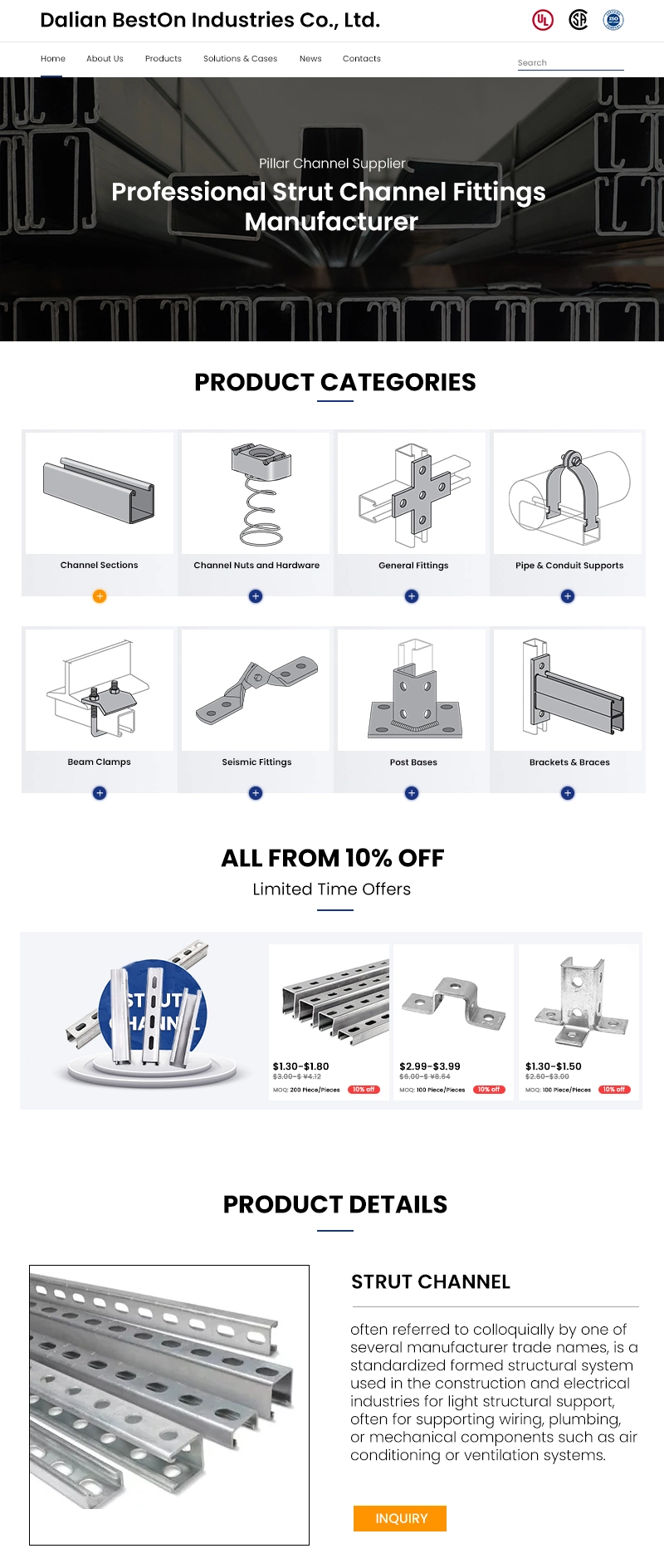 Steel Channelssubscribe to Trade Alert 00: 0100: 15view Larger Imageadd to Comparesharegalvanized Strut Channel 41X41 C Channel Unistrut Seismic Br